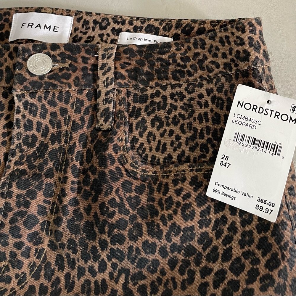 Frame Le Crop Mini Boot Leopard Print Jeans